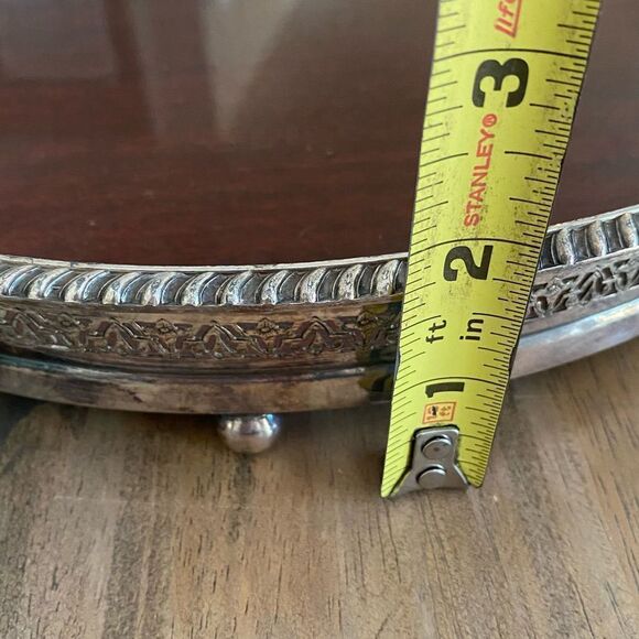 Vintage Mid Century Modern Tray Crescent Silversmith Co Wood Laminate Round - Picture 7 of 8